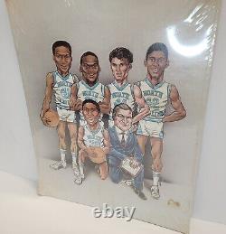 Impression de basket-ball Dodson de Caroline du Nord vintage 1982 Jordan Dean Smith UNC 11x14