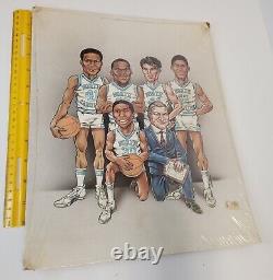 Impression de basket-ball Dodson de Caroline du Nord vintage 1982 Jordan Dean Smith UNC 11x14