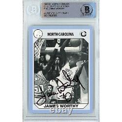 James Worthy Signé 1990-91 North Carolina Tar Talons Basketball Card Beckett Unc