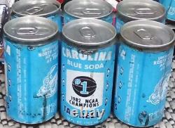 Les champions de la NCAA en 1982, North Carolina Tar Heels UNC, pack de 6 canettes de soda bleu vintage