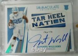 Lot de recrues Javonte Williams 1/1 Tar Heels en vinyle doré immaculé UNC