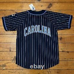 Maillot de baseball à rayures de l'Université de Caroline du Nord UNC des années 90 VTG Tar Heels de la NCAA