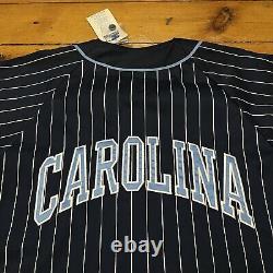 Maillot de baseball à rayures de l'Université de Caroline du Nord UNC des années 90 VTG Tar Heels de la NCAA