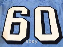 Maillot de football NCAA Nike UNC Tar Heels #60, utilisé lors d'un match, porté, taille 54, cousu, États-Unis.