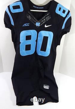 Maillot noir de jeu utilisé par les tar Heels de Caroline du Nord UNC n°80 en 2014 NP Rem 44 DP54773