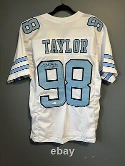 Maillot personnalisé signé de Lawrence Taylor des North Carolina Tar Heels de l'UNC avec certificat d'authenticité de JSA