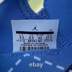 Nike Jordan Trainer 3 Unc North Carolina Tarheels Chaussures Bleu Ar1391-100 Sz 9.5