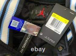 Nike Jordan Unc Black Satin Stitched Bomber Jacket Tarheels Bv3927-010 Sz S Rare