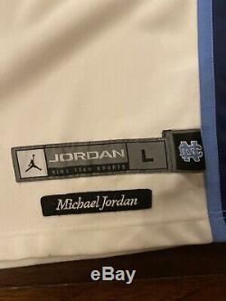 Nike Michael Jordan Caroline Du Nord Jersey Blanc Authentique Sz Grand Unc Tarheels