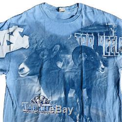 North Carolina Tar Heels Rare Vintage All Over Print Shirt Mens 2xl Bleu Unc