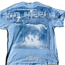North Carolina Tar Heels Rare Vintage All Over Print Shirt Mens 2xl Bleu Unc