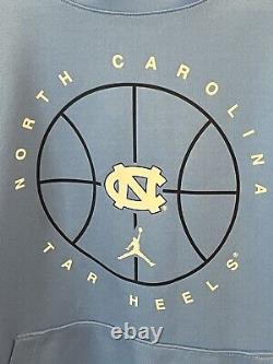 Nwot Nike Air Jordan North Carolina Tar Talons Unc Hoodie Bleu Clair M Hommes