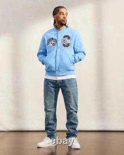 OVO x UNC Tar Heels Veste Varsity en Fleece Bleu Clair Nouvelle Authentique