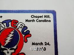 Pass coulisses Grateful Dead North Carolina Tar Heels UNC NC 3/24/93 3/24/1993