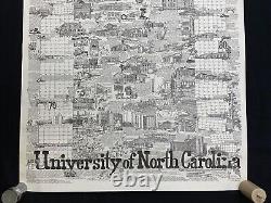 Rare 1978 Chapel Hill Caroline Du Nord Commerce & Affiche Historique Unc Tar Talons