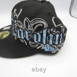 Rare VTG NCAA UNC Tar Heels Casquette Graffiti Imprimé Intégral 7 5/8