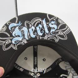 Rare VTG NCAA UNC Tar Heels Casquette Graffiti Imprimé Intégral 7 5/8