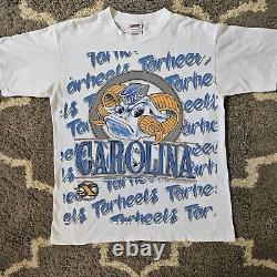 T-SHIRT MASCOTTE UNC TARHEELS VINTAGE ANNÉES 90 XPLOSION TAILLE X-LARGE ONEITA CAROLINE DU NORD