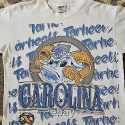 T-SHIRT MASCOTTE UNC TARHEELS VINTAGE ANNÉES 90 XPLOSION TAILLE X-LARGE ONEITA CAROLINE DU NORD
