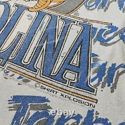 T-SHIRT MASCOTTE UNC TARHEELS VINTAGE ANNÉES 90 XPLOSION TAILLE X-LARGE ONEITA CAROLINE DU NORD