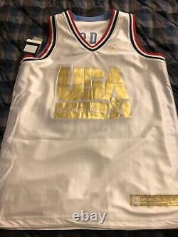 T.n.-o. Michael Jordan 1992 USA Dream Team Unc Nike Réversible Maillot Cousu Sz L
