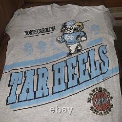 T-shirt de championnat de basket-ball UNC Tar Heels 1993 gris grande taille 21.5 Pit vintage