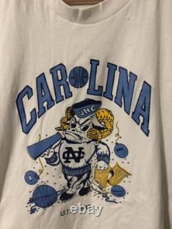 T-shirt vintage années 80 Tar Heels UNC basketball NCAA blanc taille XL rare