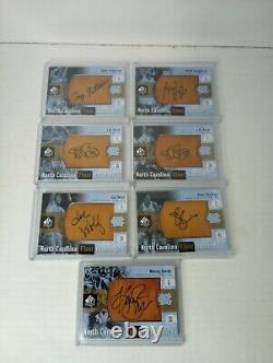 UNC Tar Heels UD Plancher Authentiques Lot d'Autographes Smith Reid Daugherty Perkins