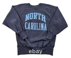 VTG Champion années 90 North Carolina UNC Tar Heels Reverse Weave Sweatshirt Bleu XL