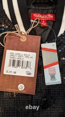 Veste Bomber Femme Mitchell & Ness North Carolina Tar Heels S Paillettes NWT