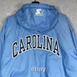 Veste Vintage Starter North Carolina Tar Heels pour homme taille M bleue demi-zip UNC