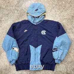 Veste à capuche matelassée Nike UNC Tarheels de Caroline du Nord des années 90, zip intégral, taille XL