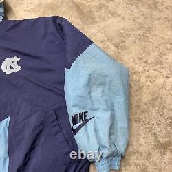 Veste à capuche matelassée Nike UNC Tarheels de Caroline du Nord des années 90, zip intégral, taille XL