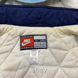 Veste à capuche matelassée Nike UNC Tarheels de Caroline du Nord des années 90, zip intégral, taille XL