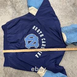 Veste à capuche matelassée Nike UNC Tarheels de Caroline du Nord des années 90, zip intégral, taille XL