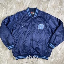 Veste bomber en satin vintage des années 90 Nike North Carolina UNC Tar Heels Taille XXL pour homme