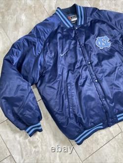 Veste bomber en satin vintage des années 90 Nike North Carolina UNC Tar Heels Taille XXL pour homme