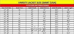 Veste bomber vintage varsity Letterman UNC Tar Heels bleu/blanc