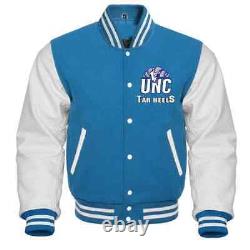 Veste de l'équipe Varsity UNC North Carolina Tar Heels avec manches en cuir