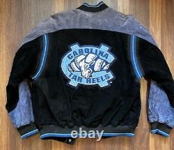 Veste de lettres en cuir suédé des Tar Heels de Caroline du Nord de style rétro, taille moyenne