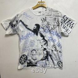 Vintage 90s North Carolina Tar Talons Unc Tout Sur Imprimé Tshirt Sz XL Basketball