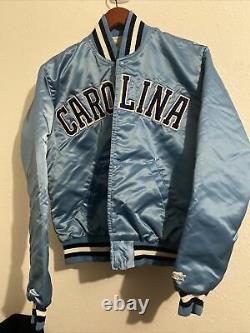 Vintage Mens Starter North Carolina Tar Heels Satin Jacket Taille Moyen Bleu Unc
