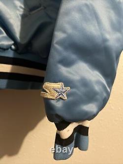 Vintage Mens Starter North Carolina Tar Heels Satin Jacket Taille Moyen Bleu Unc