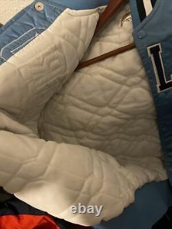 Vintage Mens Starter North Carolina Tar Heels Satin Jacket Taille Moyen Bleu Unc