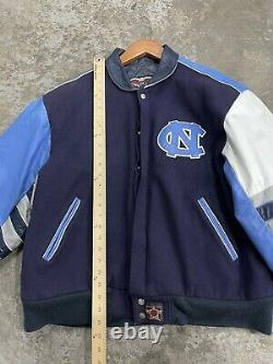 Vintage North Carolina Unc Tar Heels Jeff Hamilton Leather Jacket Coat Hommes Grands