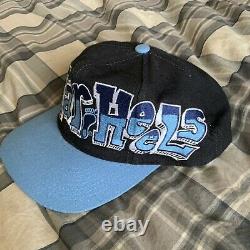 Vintage University Of North Carolina Tarheels Unc Graffiti Snapback Hat Tow Années 90