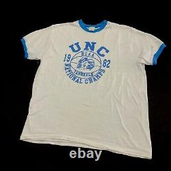 Vtg 1982 Heels North Carolina Tar Unc Champion National T Shirt Ras Du Cou L Jordan