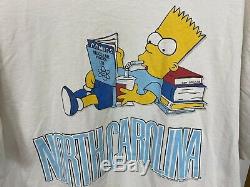 Vtg 1990 Les Simpson Bart Unc Caroline Du Nord Tar Heels T-shirt Taille XXL