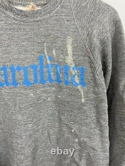 Vtg 60s Unc Carolina Tar Heels Tri-blend Crewneck Sweatshirt Size L Etats-unis