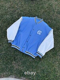 Vtg Carolina Tarheels Ncaa Unc Leather Varsity Jacket 2xl Jordan Letterman Années 90